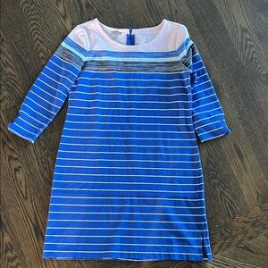 Talbots woman’s medium Dress in Blue and Pink Stripes cotton quarter sleeve